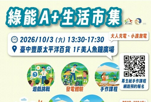 台中綠能A+生活市集10/3豐原登場 發電腳踏車、再生紙手作邀民體驗永續