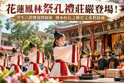 花蓮鳳林提前迎教師節！祭孔禮莊嚴登場　學生六佾舞傳承尊師文化