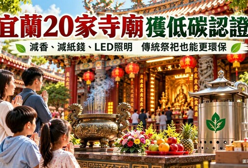 宜蘭20家寺廟拿下低碳認證！減香、減紙錢、LED照明　拜拜也能更環保