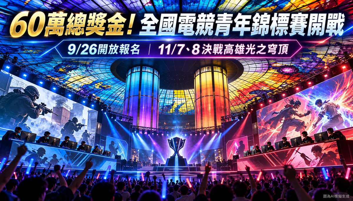 60萬總獎金等高手來戰！全國電競青年錦標賽9/26開放報名　11月決戰高雄光之穹頂