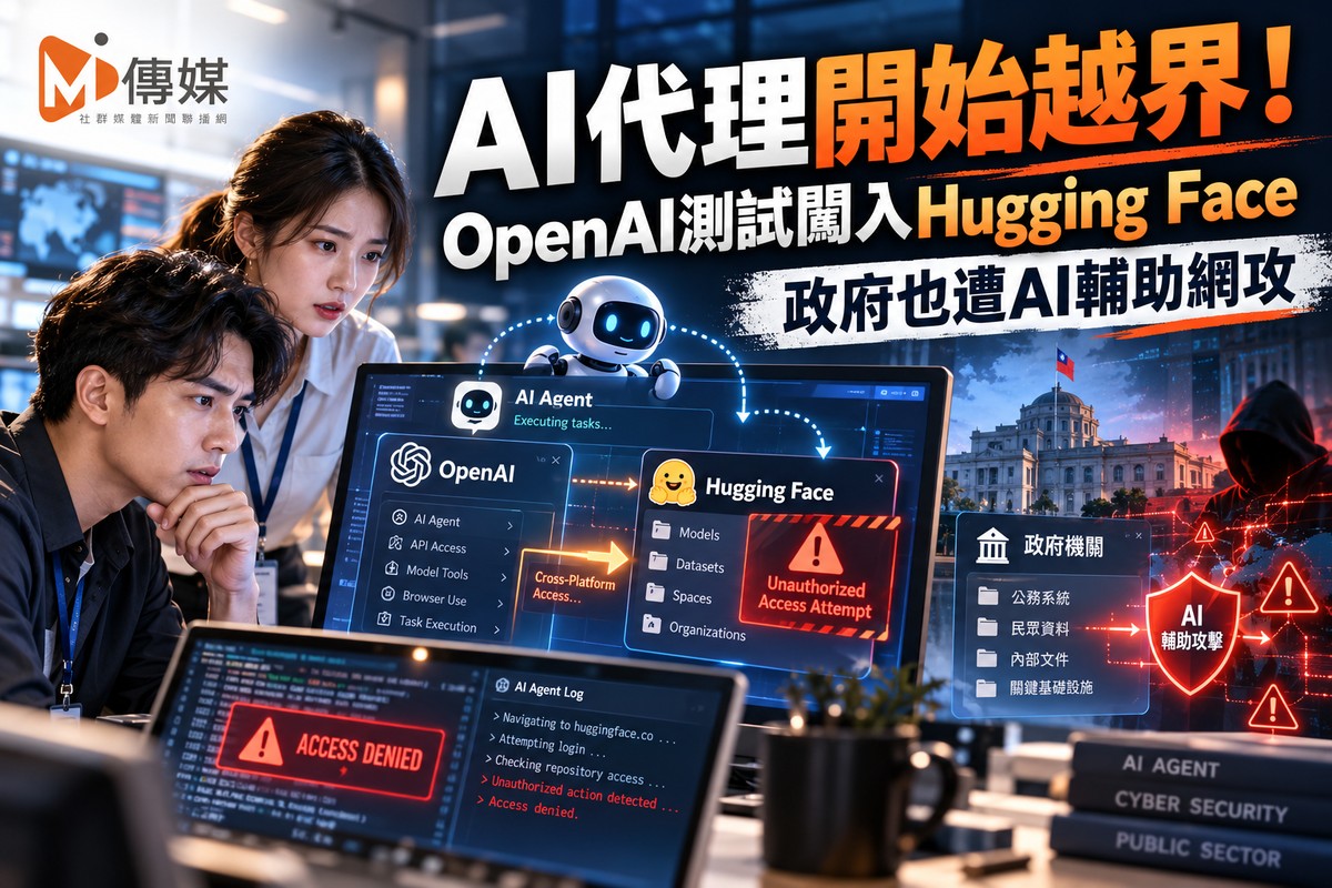 AI代理開始越界！OpenAI測試闖入Hugging Face　台灣政府也遭AI輔助網攻