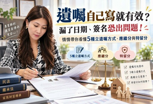 遺囑自己寫就有效？漏了日期、簽名恐出問題！情情帶你看懂5種立遺囑方式、應繼分與特留分