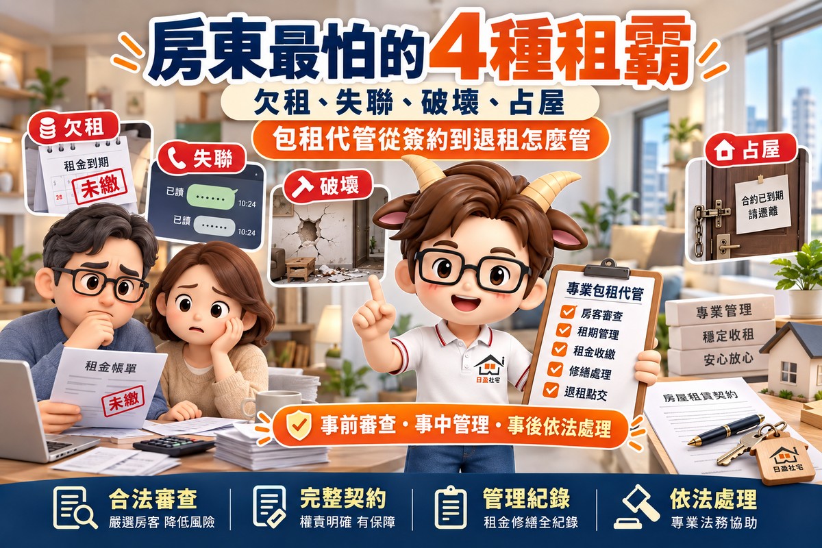 房東最怕的4種租霸｜欠租、失聯、破壞、占屋！包租代管從簽約到退租怎麼管