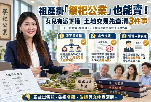 祖產掛「祭祀公業」也能賣！女兒有派下權　土地交易先查清3件事