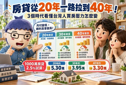 房貸從20年一路拉到40年！三個時代看懂台灣人買房壓力怎麼變