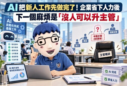 AI把新人工作先做完了！企業省下人力後　下一個麻煩是「沒人可以升主管」