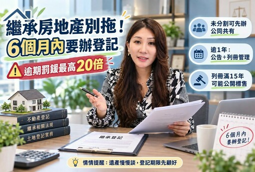 繼承房地產別拖！6個月內要辦登記　逾期罰鍰最高20倍