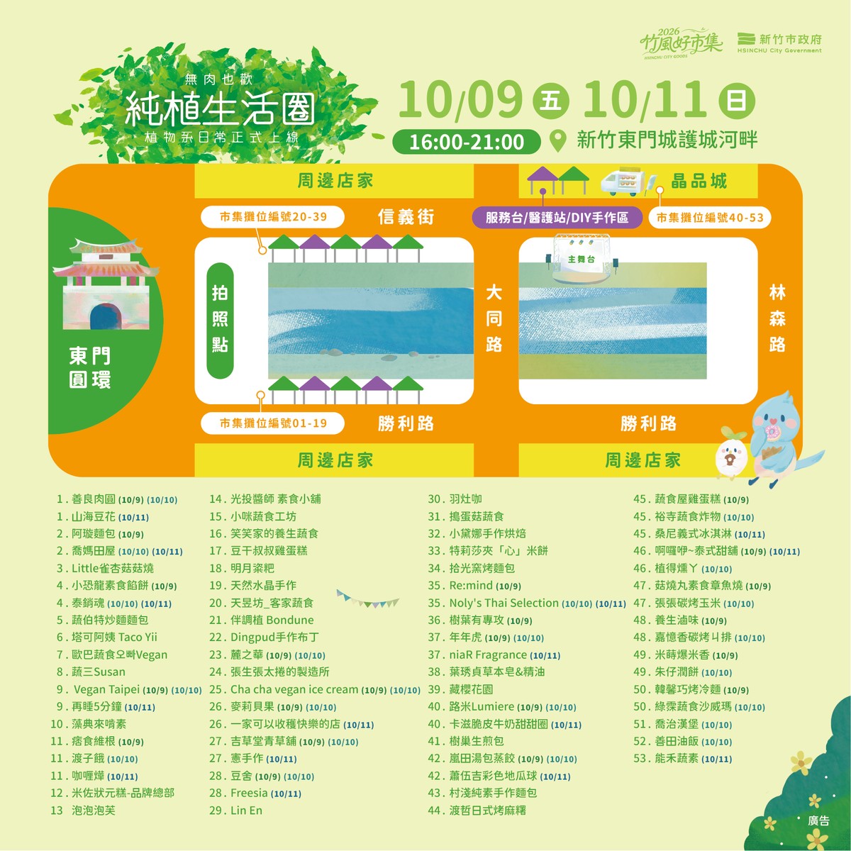 國慶連假來護城河畔！竹風好市集「純植生活圈」10/9登場 蔬食、親子劇、雙重抽獎一次滿足
