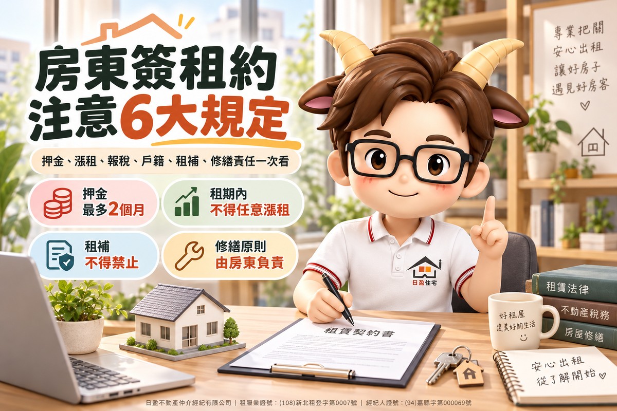 房東簽租約注意6大規定！押金最多2個月　漲租、報稅、遷戶籍、租補都有法律限制