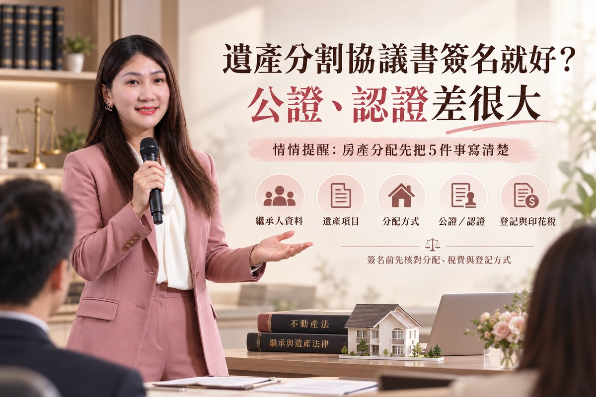 遺產分割協議書簽名就好?公證、認證差很大 情情提醒:房產分配先把5件事寫清楚