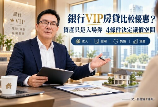 銀行VIP房貸比較優惠！資產只是入場券　富哥：收入、信用、負債、資產4條件決定議價空間