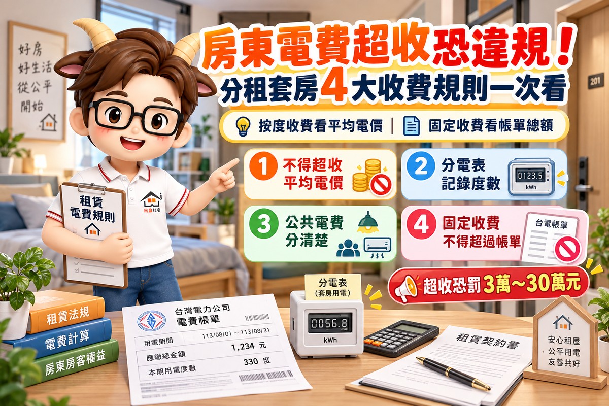 房東每度電收6元、7元恐違規!租屋電費新制實施兩年 日盈小編提醒分租套房4大收費規則