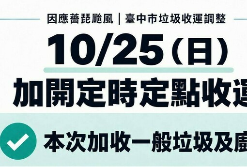 台中垃圾連停2天！10/25加開定點收運　一般垃圾、廚餘都能丟　時間地點這裡查