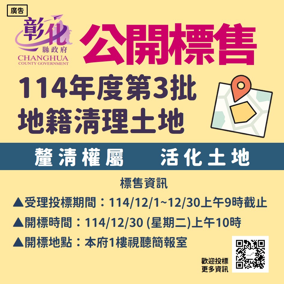 彰化23筆待釐清土地開標公告！最低18萬起手，投標要快手