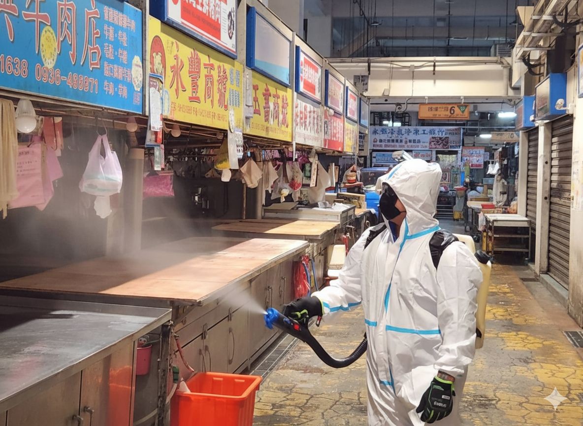 台中市場拚復業、防疫到位！豬肉攤全面清消，民眾安心買新鮮溫體豬肉