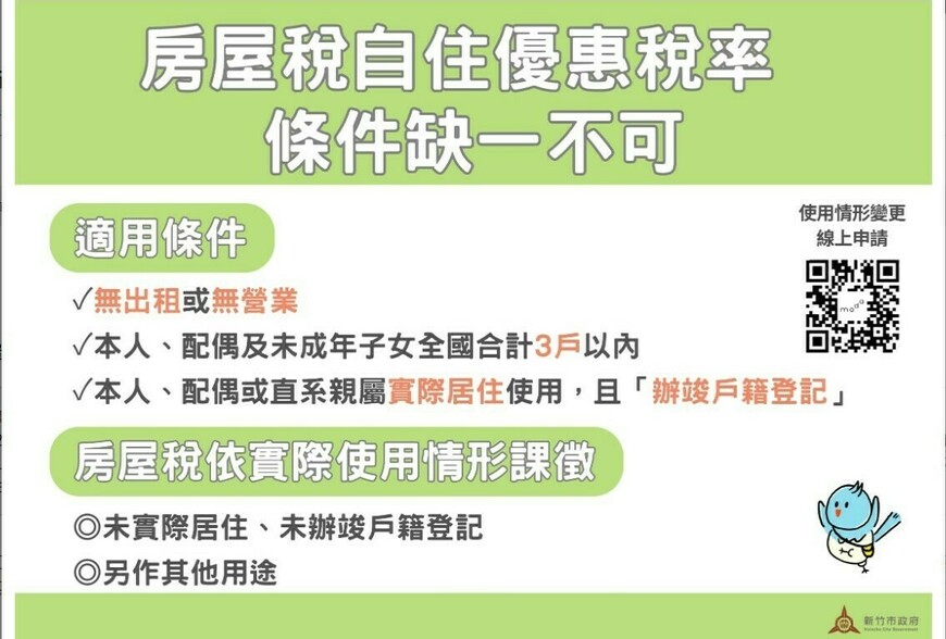 掌握房屋稅2.0新制!竹市稅務局帶您一次看懂自住用優惠稅率申請與注意事項