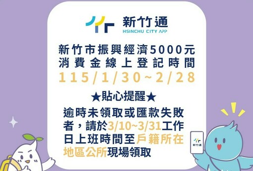 竹市5,000元消費金數位申請2/28截止 高虹安市長提醒市民把握機會