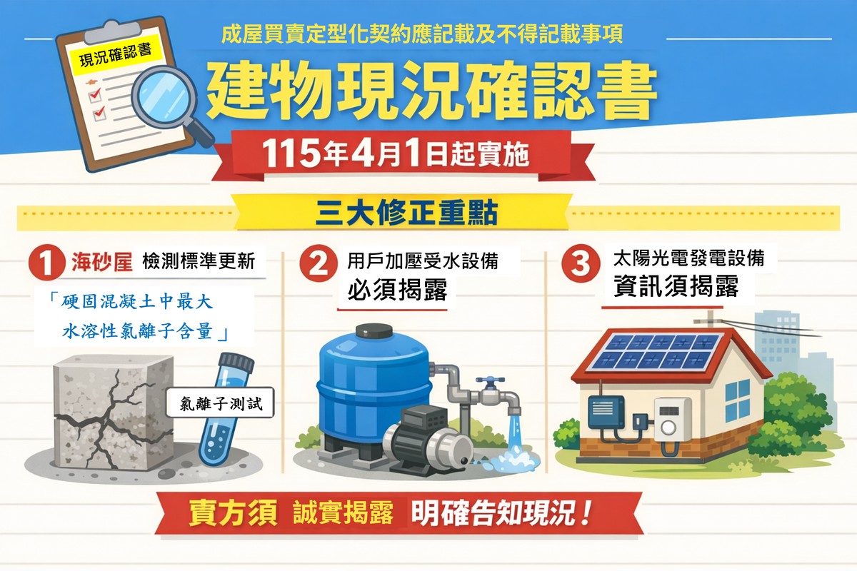 買房不怕買到海砂屋！新版成屋契約4月上路，三項關鍵資訊強制揭露