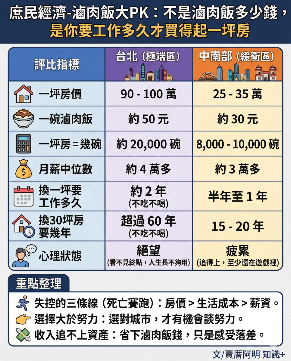 庶民經濟-滷肉飯大PK：不是滷肉飯多少錢，是你要工作多久才買得起一坪房