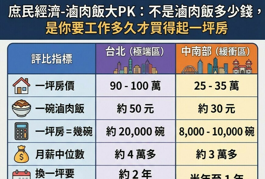 庶民經濟-滷肉飯大PK：不是滷肉飯多少錢，是你要工作多久才買得起一坪房