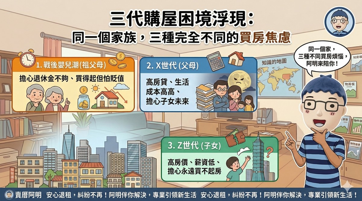 三代同堂卻活在三種房市！長輩談資產、中生代談壓力、年輕人談門檻，誰的答案才是對的？