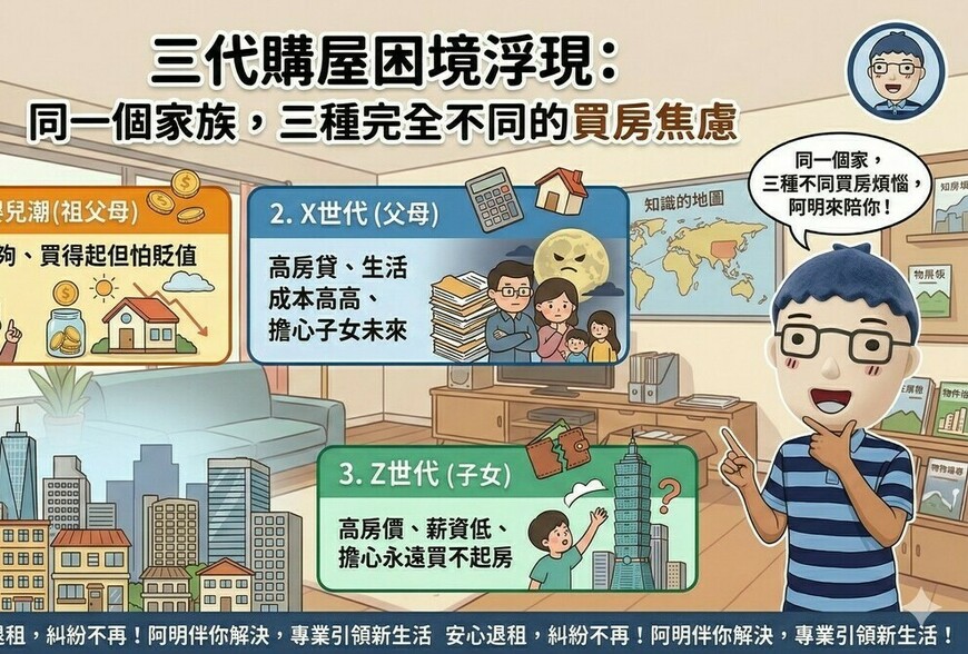 三代同堂卻活在三種房市！長輩談資產、中生代談壓力、年輕人談門檻，誰的答案才是對的？