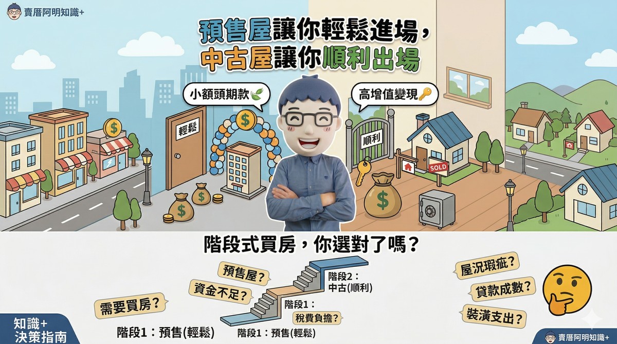 預售屋讓你輕鬆進場，中古屋讓你順利出場 階段式買房，你選對了嗎？