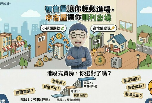 預售屋讓你輕鬆進場，中古屋讓你順利出場 階段式買房，你選對了嗎？