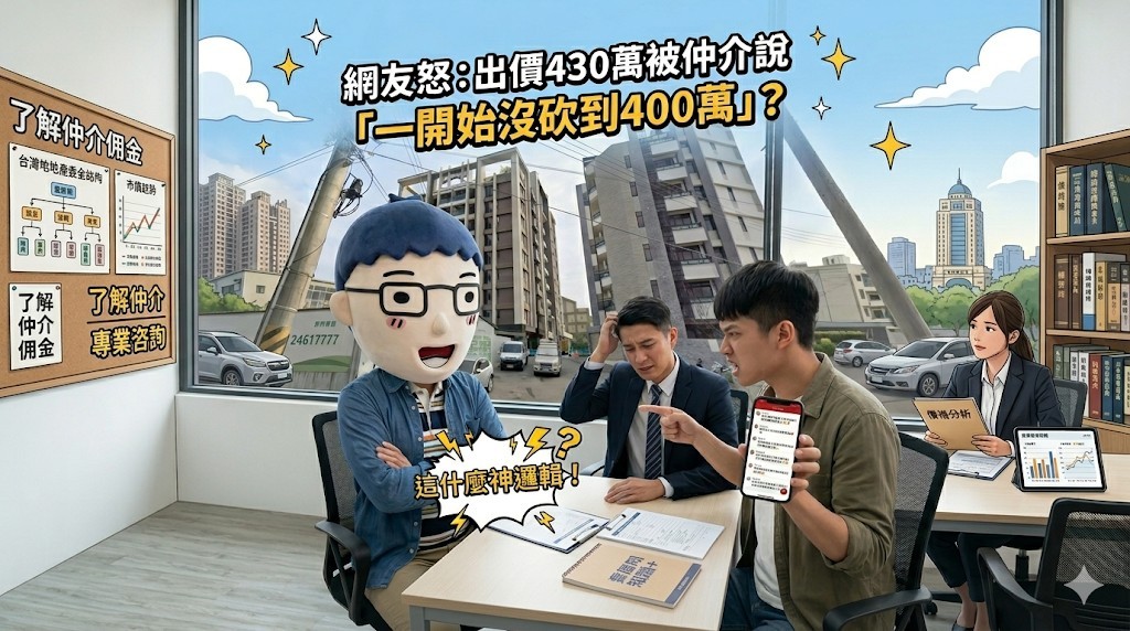 出價430萬被仲介說「一開始沒砍到400萬」？網友怒：這什麼神邏輯！