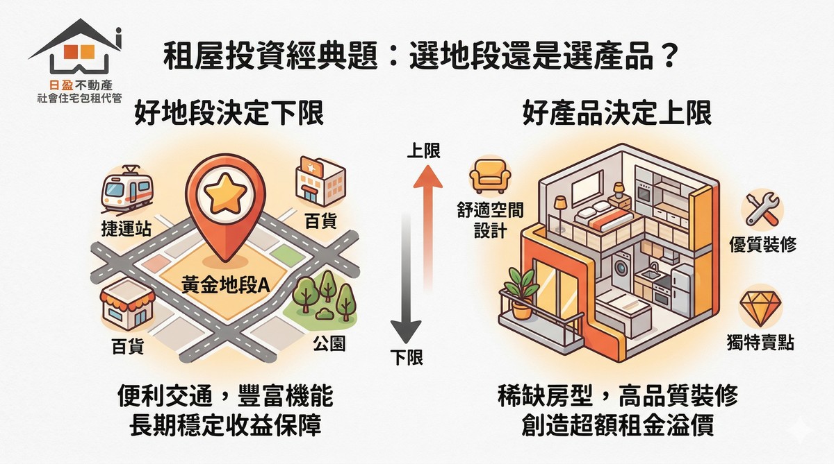 租屋投資經典題：選地段還是選產品？好地段決定下限，好產品決定上限