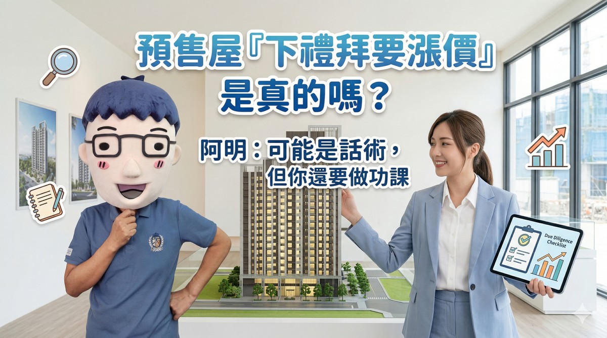 預售屋「下禮拜要漲價」是真的嗎？阿明：可能是話術，但你還是要做功課