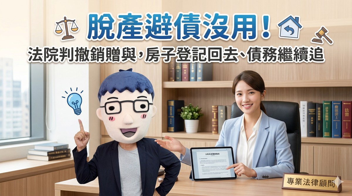 脫產避債沒用！法院判撤銷贈與，房子登記回去、債務繼續追