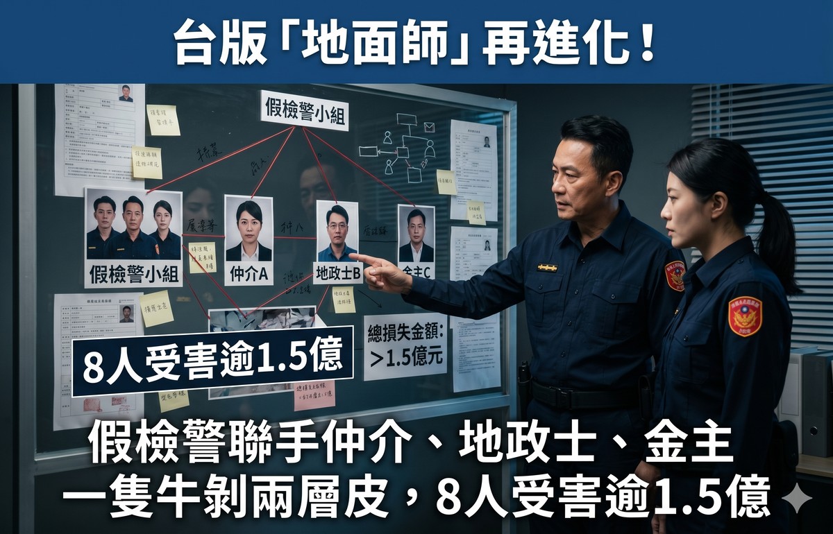 台版「地面師」再進化！假檢警聯手仲介、地政士、金主，一隻牛剝兩層皮，8人受害逾1.5億