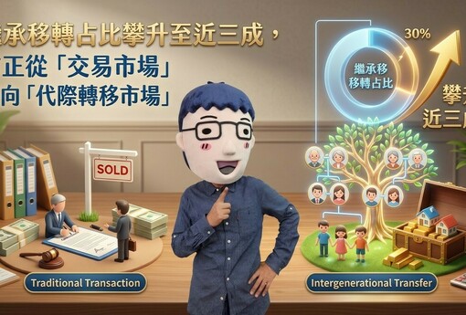 繼承移轉占比攀升至近三成，房市正從「交易市場」轉向「代際轉移市場」