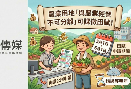 農業用地「與農業經營不可分離」可課徵田賦！5/1-6/1向區公所申請，錯過等明年