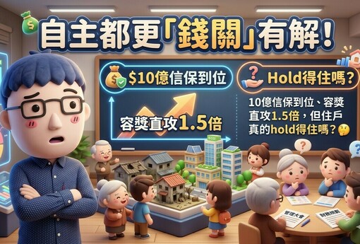 自主都更「錢關」有解！10億信保到位、容獎直攻1.5倍，但住戶真的hold得住嗎？