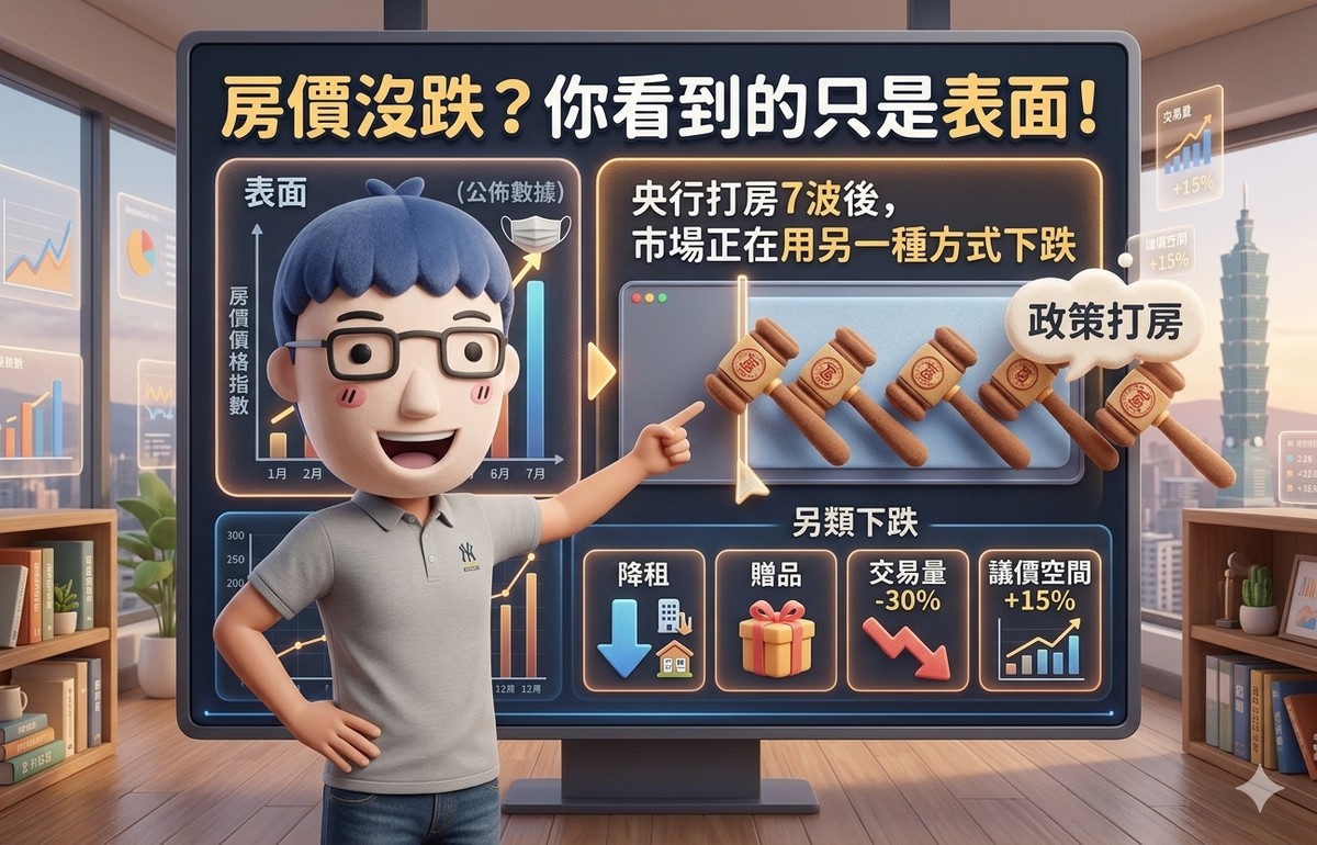 房價沒跌？你看到的只是表面！央行打房7波後，市場正在用另一種方式下跌