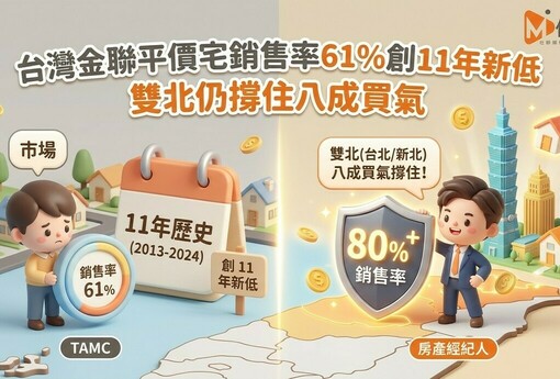 台灣金聯平價宅銷售率61%創11年新低 雙北仍撐住八成買氣