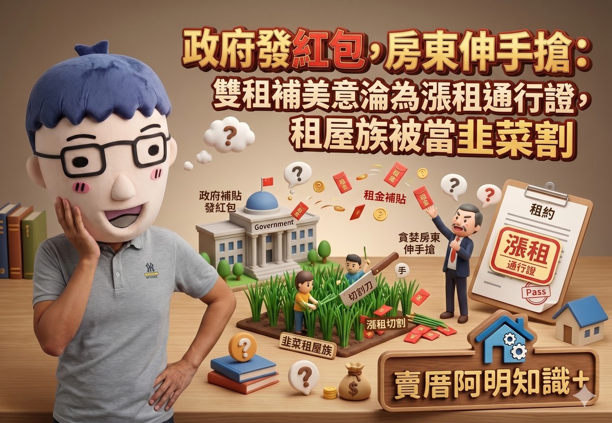 政府發紅包，房東伸手搶：雙租補美意淪為漲租通行證，租屋族被當韭菜割