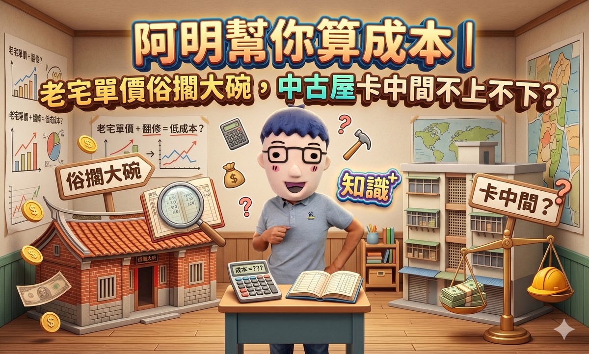 阿明幫你算成本｜老宅單價俗擱大碗，中古屋卡中間不上不下？