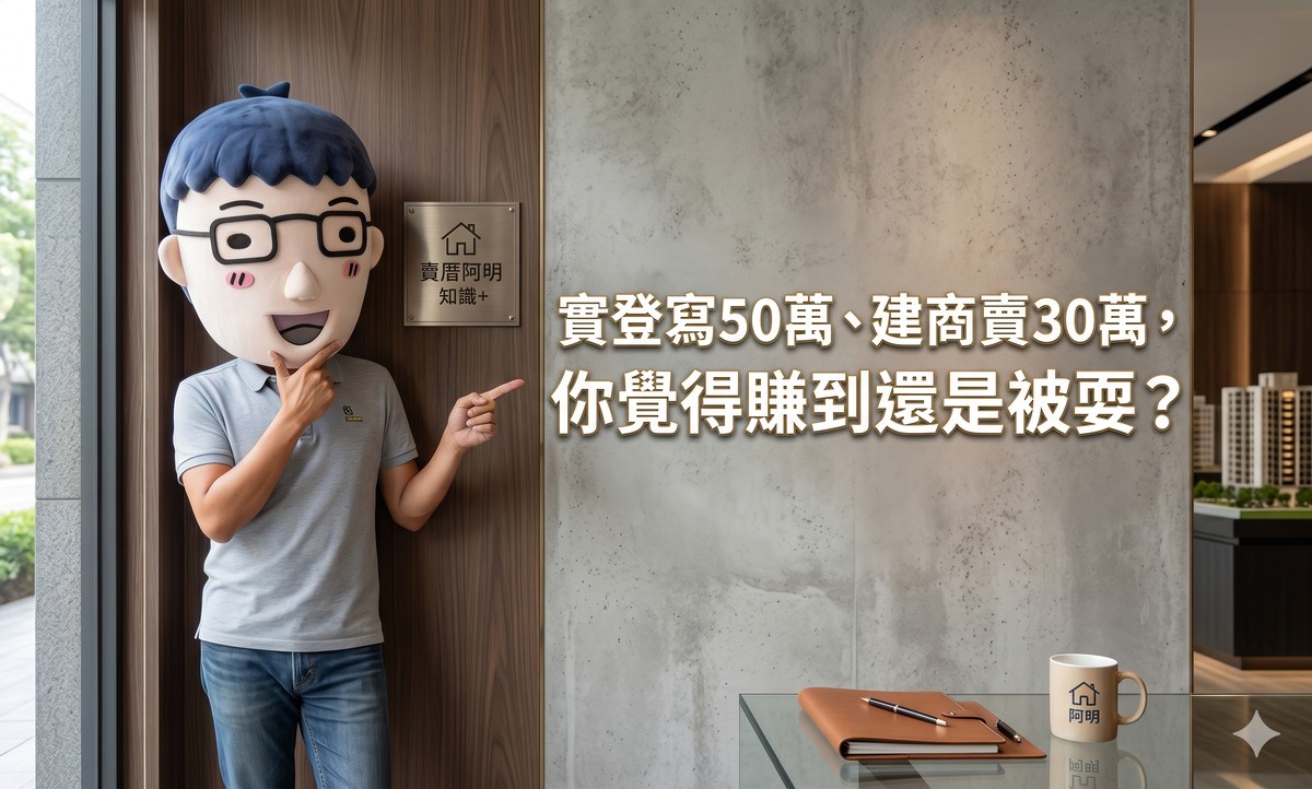 實登寫50萬、建商賣30萬，你覺得賺到還是被耍？