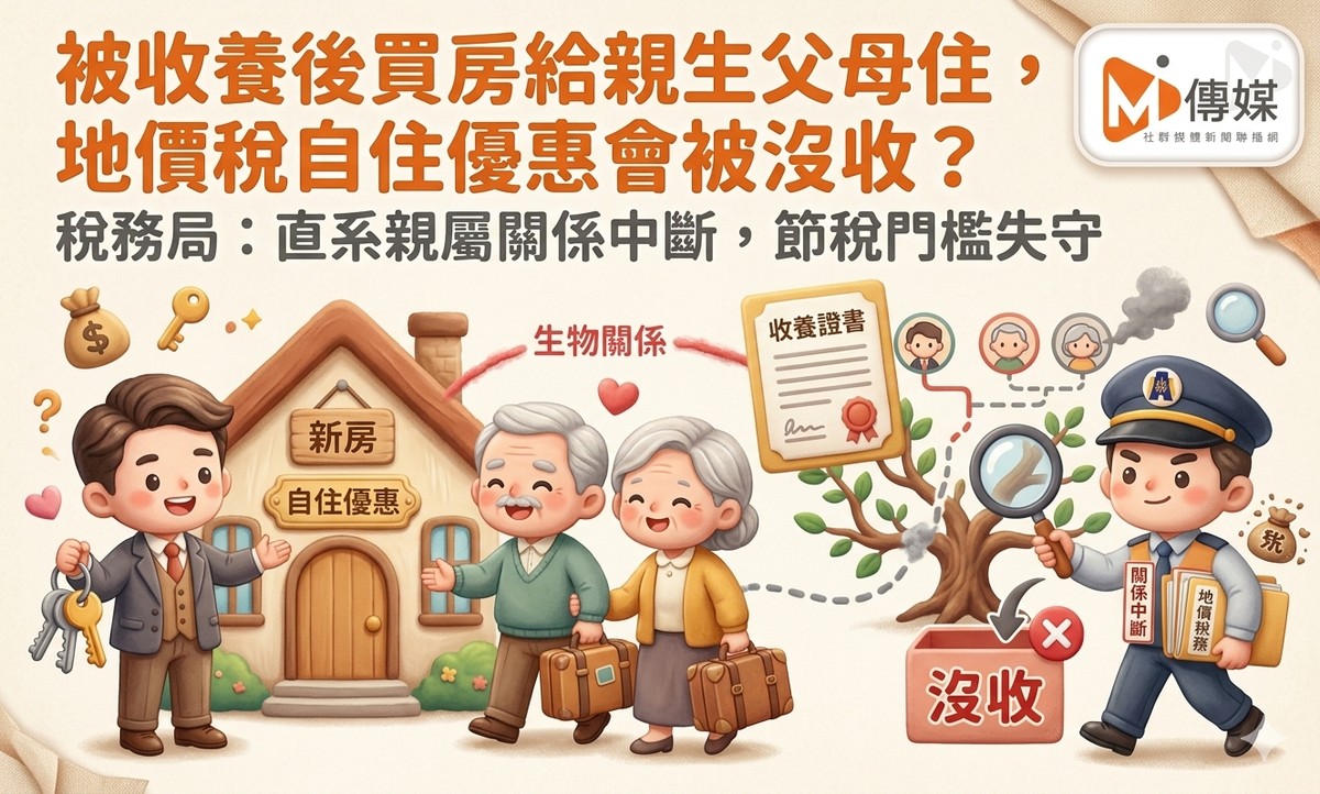 被收養後買房給親生父母住，地價稅自住優惠會被沒收？稅務局：直系親屬關係中斷，節稅門檻失守