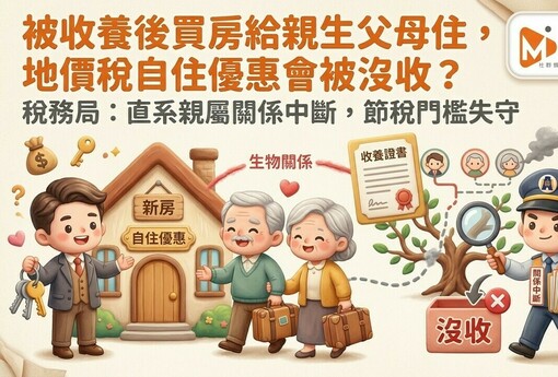 被收養後買房給親生父母住，地價稅自住優惠會被沒收？稅務局：直系親屬關係中斷，節稅門檻失守