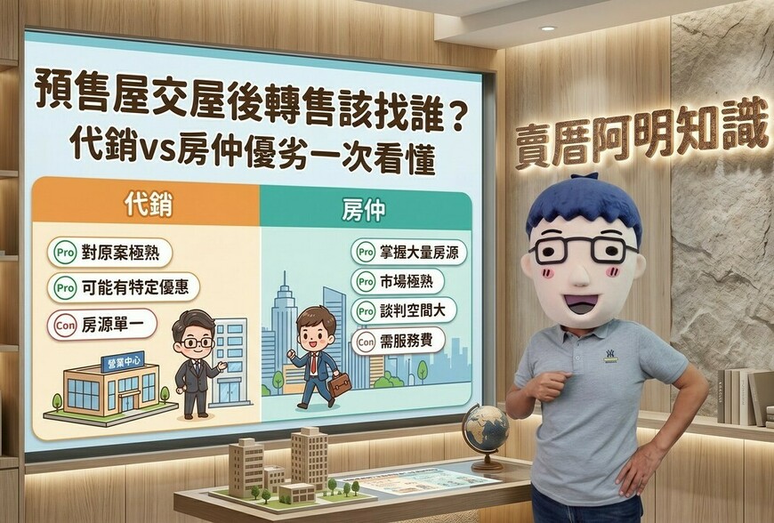 預售屋交屋後轉售該找誰？代銷vs房仲優劣一次拆解，選錯多繳數十萬