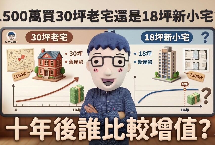1500萬買30坪老宅還是18坪新小宅？十年後誰比較增值？
