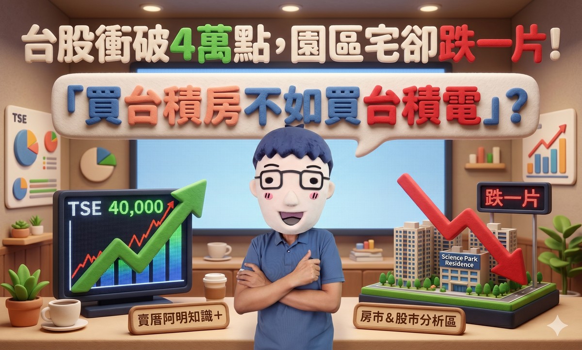 台股衝破4萬點，園區宅卻跌一片！台南安定跌7.9%、楠梓跌6.9%「買台積房不如買台積電」?