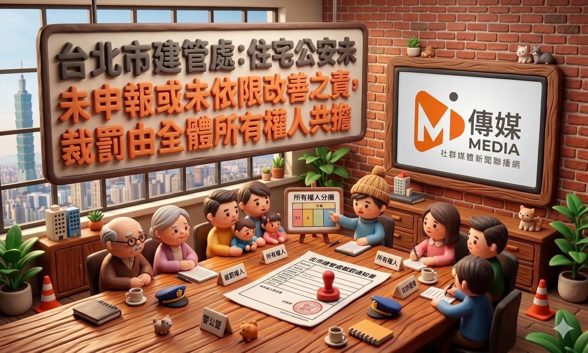 北市建管處：住宅公安未申報或未依限改善之責，裁罰由全體所有權人共擔