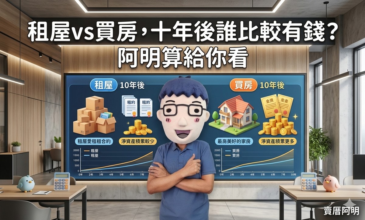 租屋vs買房，十年後誰比較有錢？阿明算給你看！
