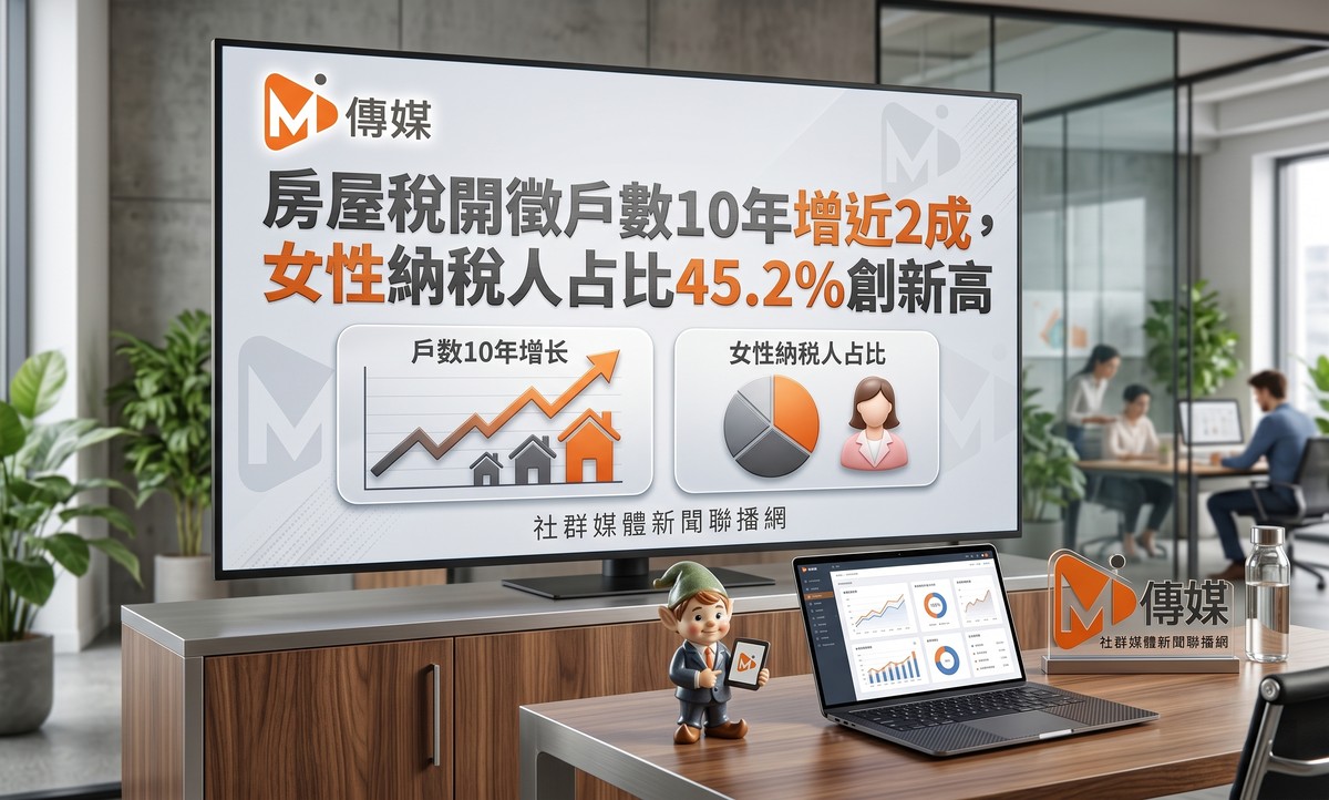 財政部統計：房屋稅開徵戶數10年增近2成，女性納稅人占比45.2％創新高