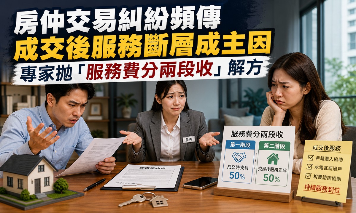 房仲交易糾紛頻傳　成交後服務斷層成主因　專家拋「服務費分兩段收」解方